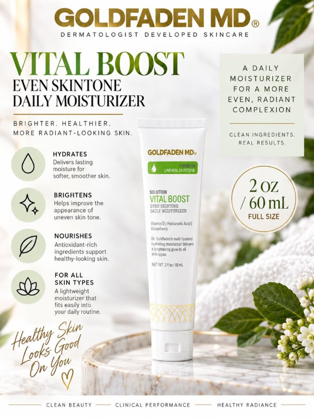 Goldfaden MD Vital Boost Even Skintone Daily Moisturizer 2 oz 60 mL